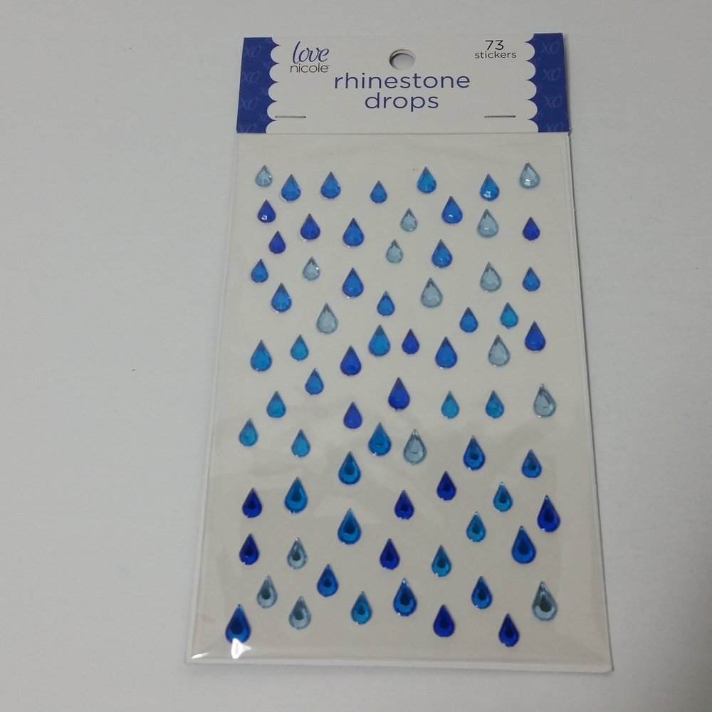 Rhinestone Stickers Shades of Blue Rain Drops (2)